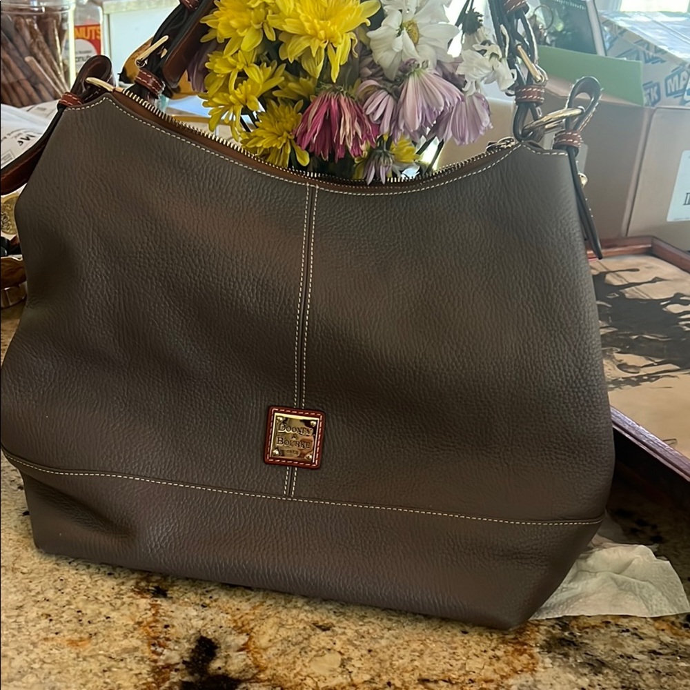 Dooney & Bourke Brown Pebble Leather Hobo Bag
